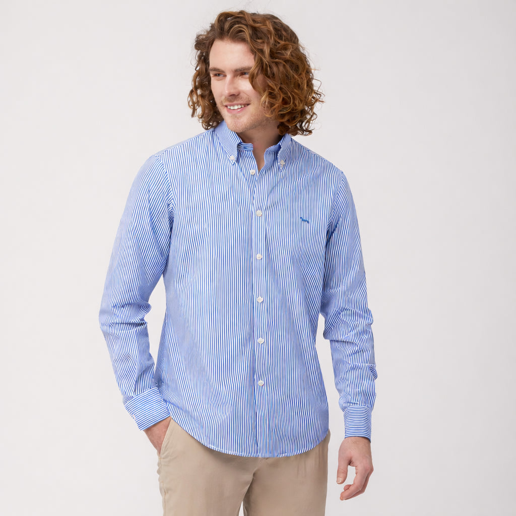 Chemise Homme Enzone Grande Taille L Gris Platine Rayures Blanches, Manchettes Inversées