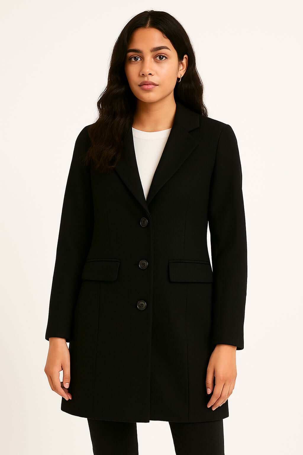 Cappotto Borgogna Elegante: cappotto da donna in stile slim fit con chiusura a 3 bottoni e tasche laterali, ideale per l'autunno.