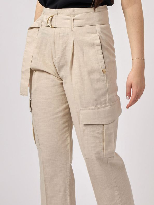 Pantalone Cargo Donna Yes Zee Misto Lino