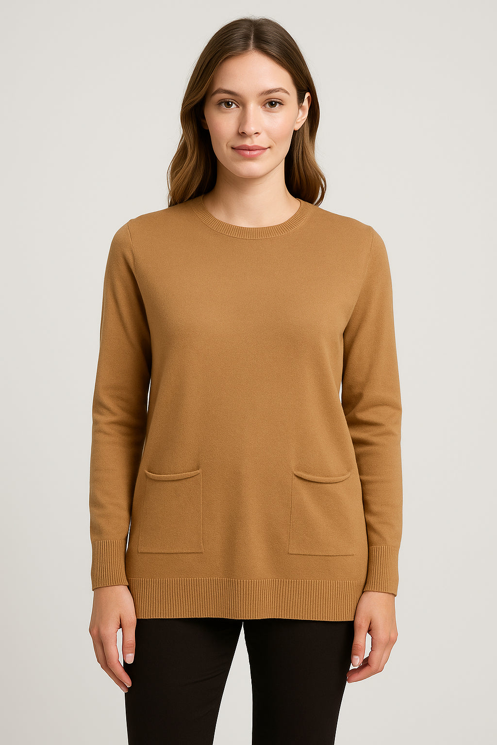 Maglia Lunga Donna Girocollo con Tasche Gattinoni