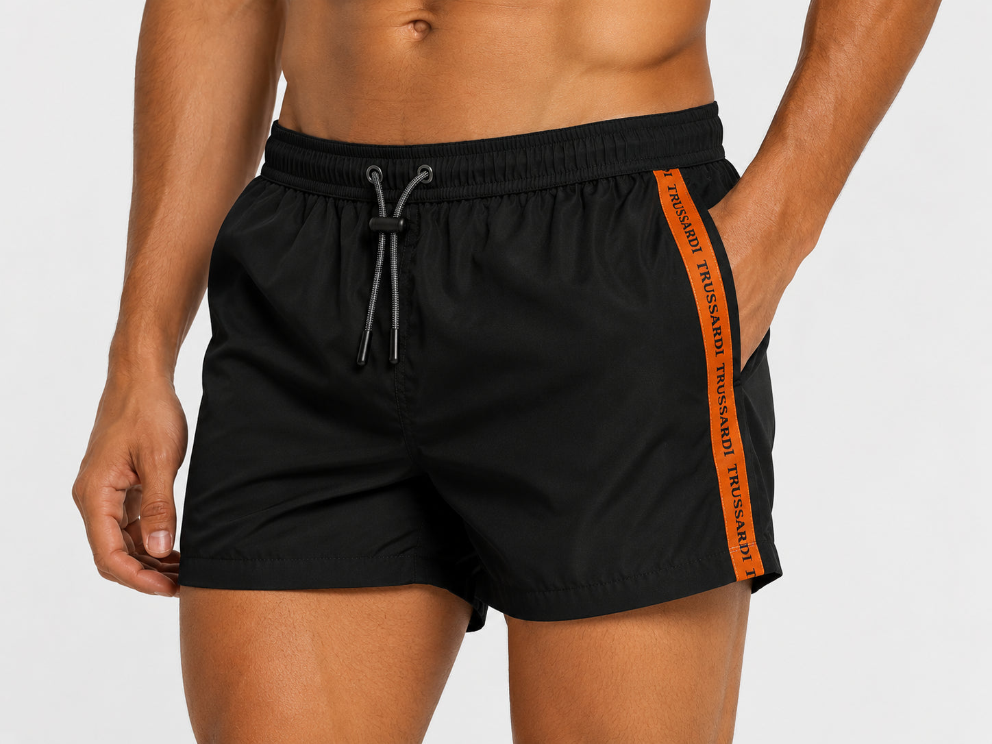 Costume Mare Trussardi Uomo Nero con Banda Laterale
