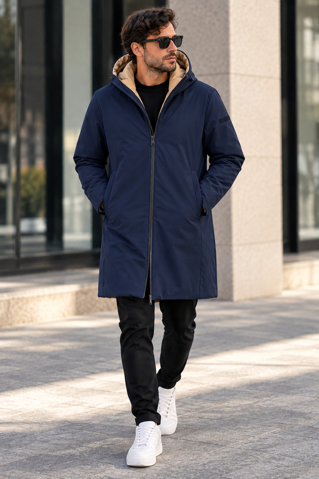 Parka Lungo Double Face Cappuccio