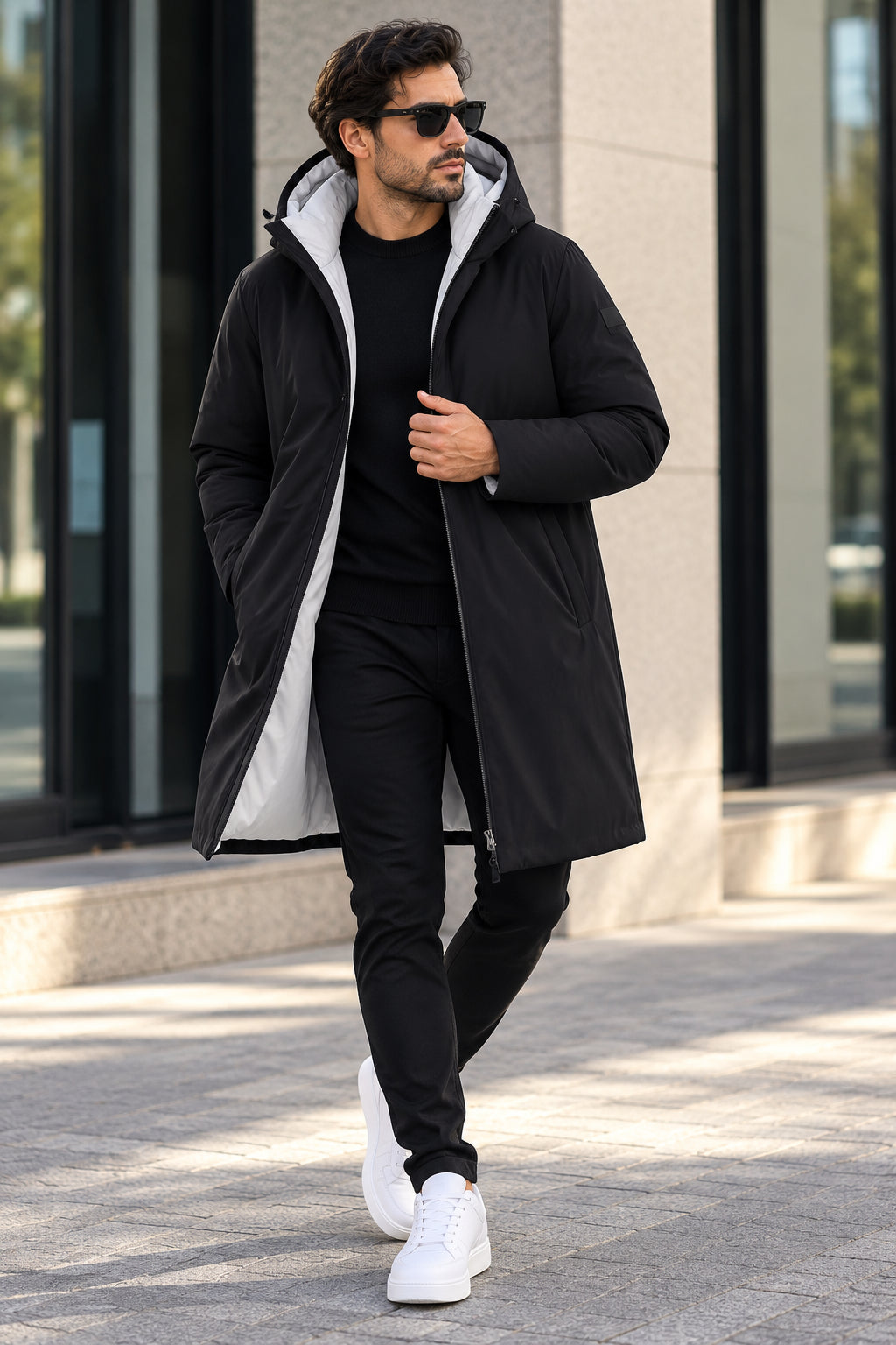 Parka Lungo Double Face Cappuccio