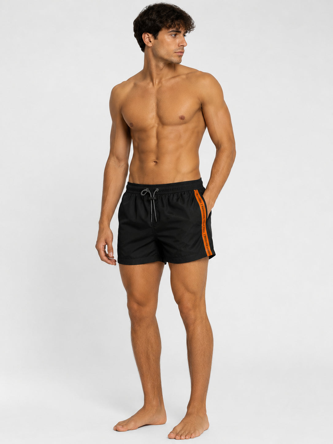 Costume Mare Trussardi Uomo Nero con Banda Laterale