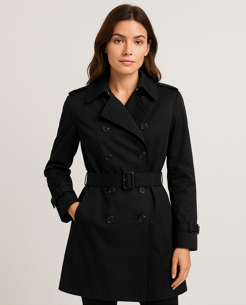 Trench Gattinoni Donna Classico Nero con Cintura