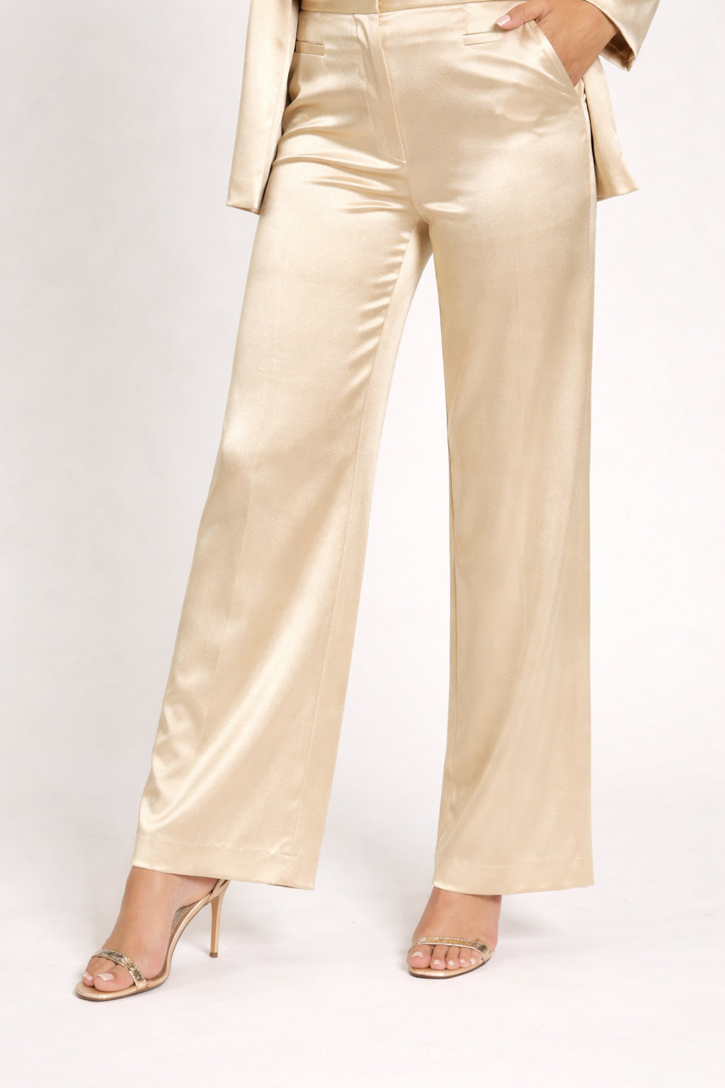 Pantalone Donna Gues Champagne Oro Satin Elegante