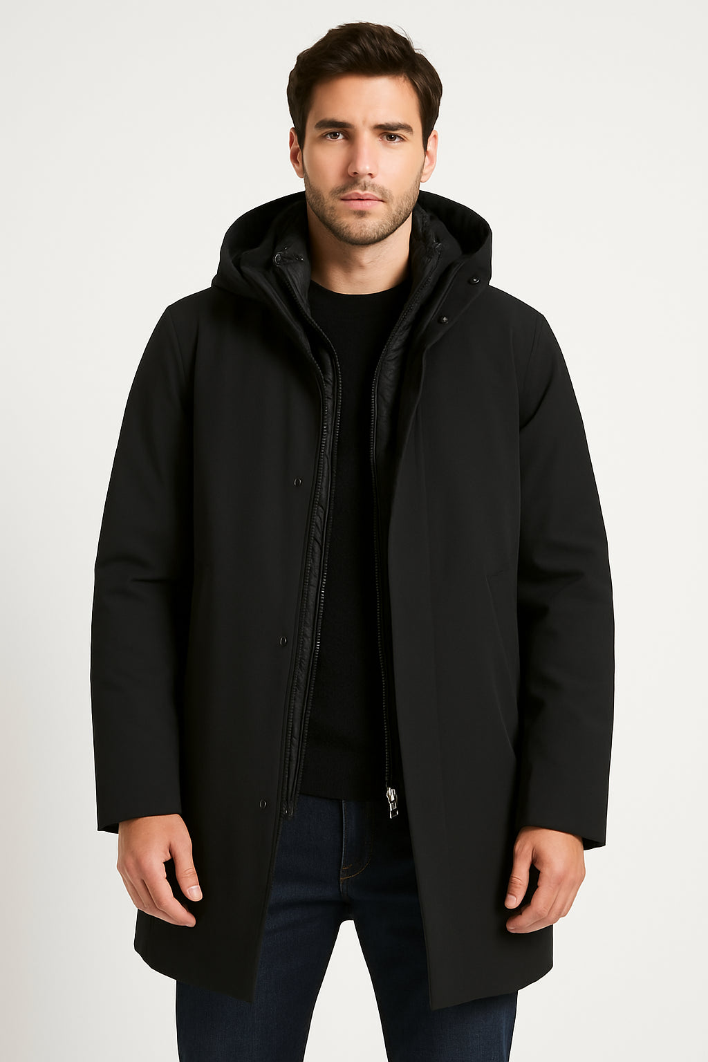 chaqueta técnica para hombre de doble capa con interior acolchado