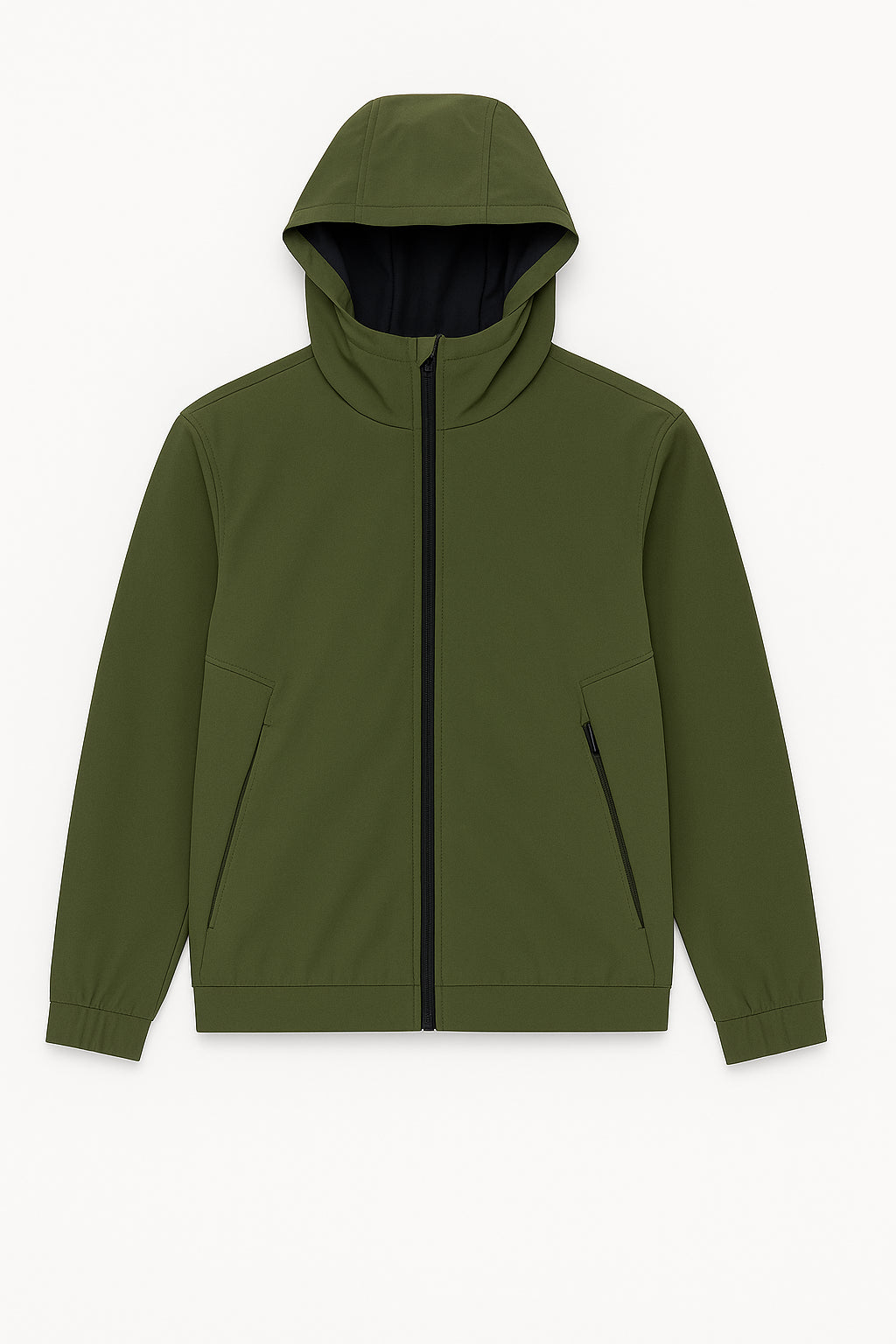Giubbino Antivento estiva double face in verde con cappuccio e tasche laterali, perfetto per occasioni casual.