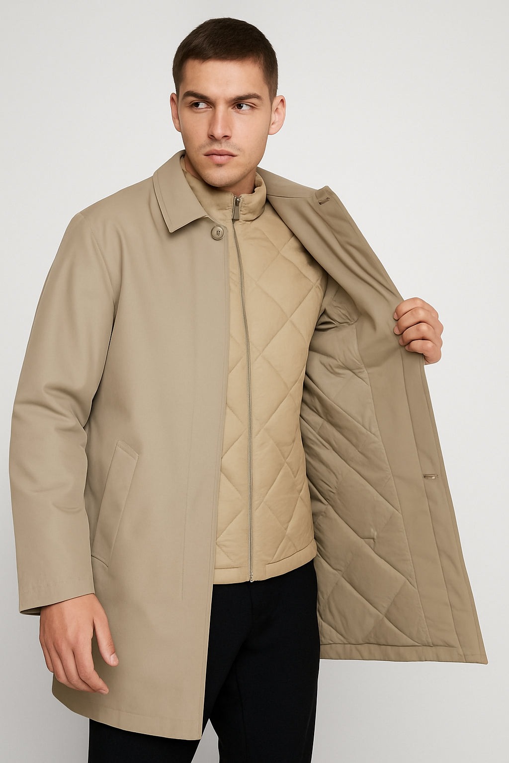 Trench Uomo con Interno Trapuntato