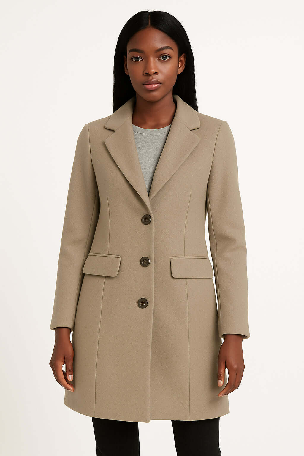 Cappotto Borgogna Elegante: cappotto da donna dal taglio sartoriale con vestibilità slim e tasche laterali eleganti.