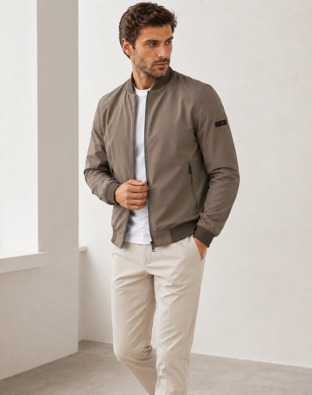 Bomber Leggero Premium Doppio Cursore Collo Trapuntato Punto Milano 