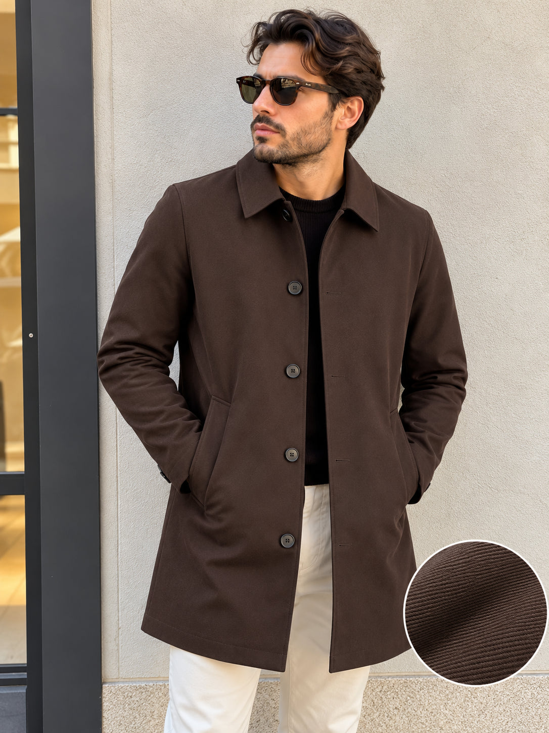 Cappotto Trench Elegante in Tessuto Punto Milano