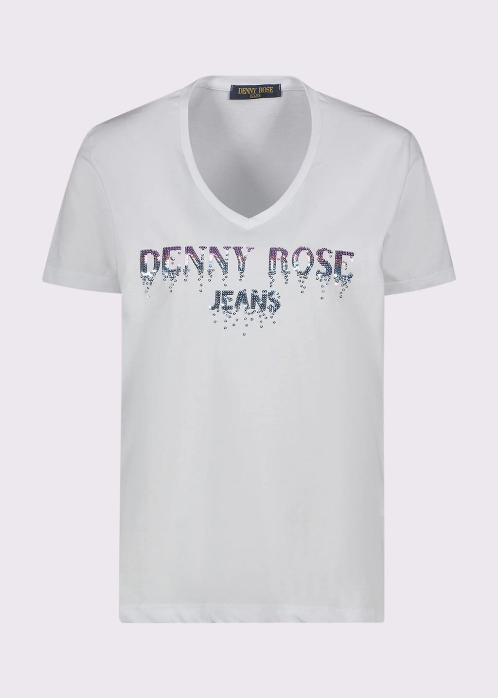 Camiseta negra de mujer Denny Rose con logo de strass