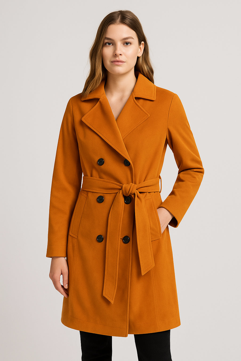 Trench Donna Elegante con Cintura in Vita