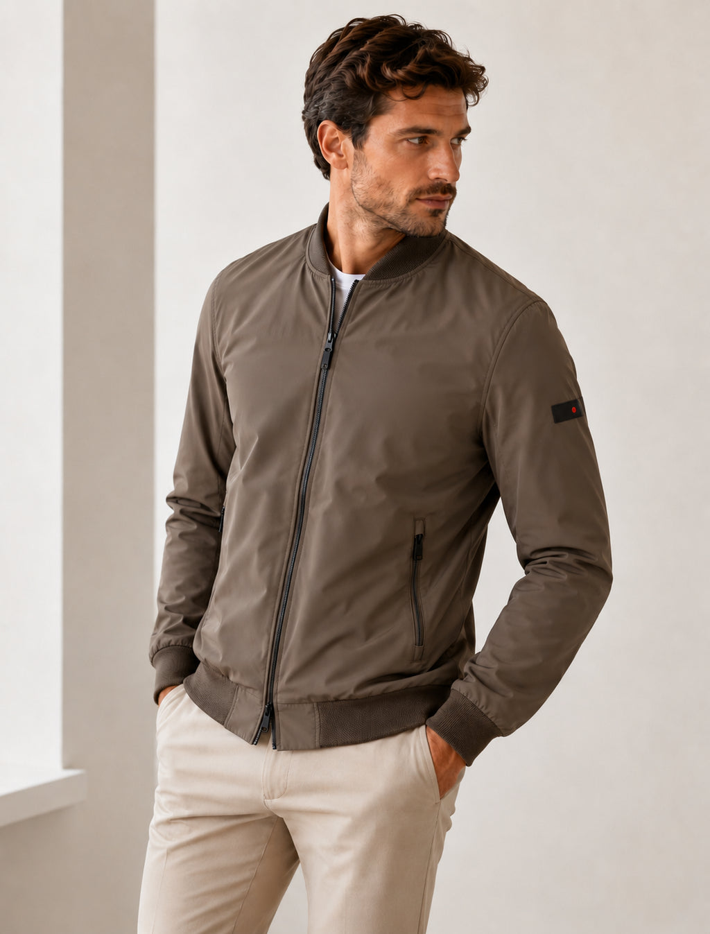 Bomber Leggero Premium Doppio Cursore Collo Trapuntato Punto Milano Estivo Uomo