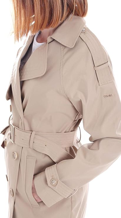 Trench Donna Doppiopetto con Cintura Impermeabile Yes Zee