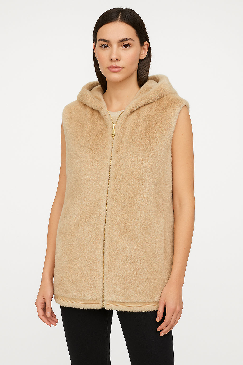 Gilet in ecopelliccia con cappuccio Gattinoni Couture