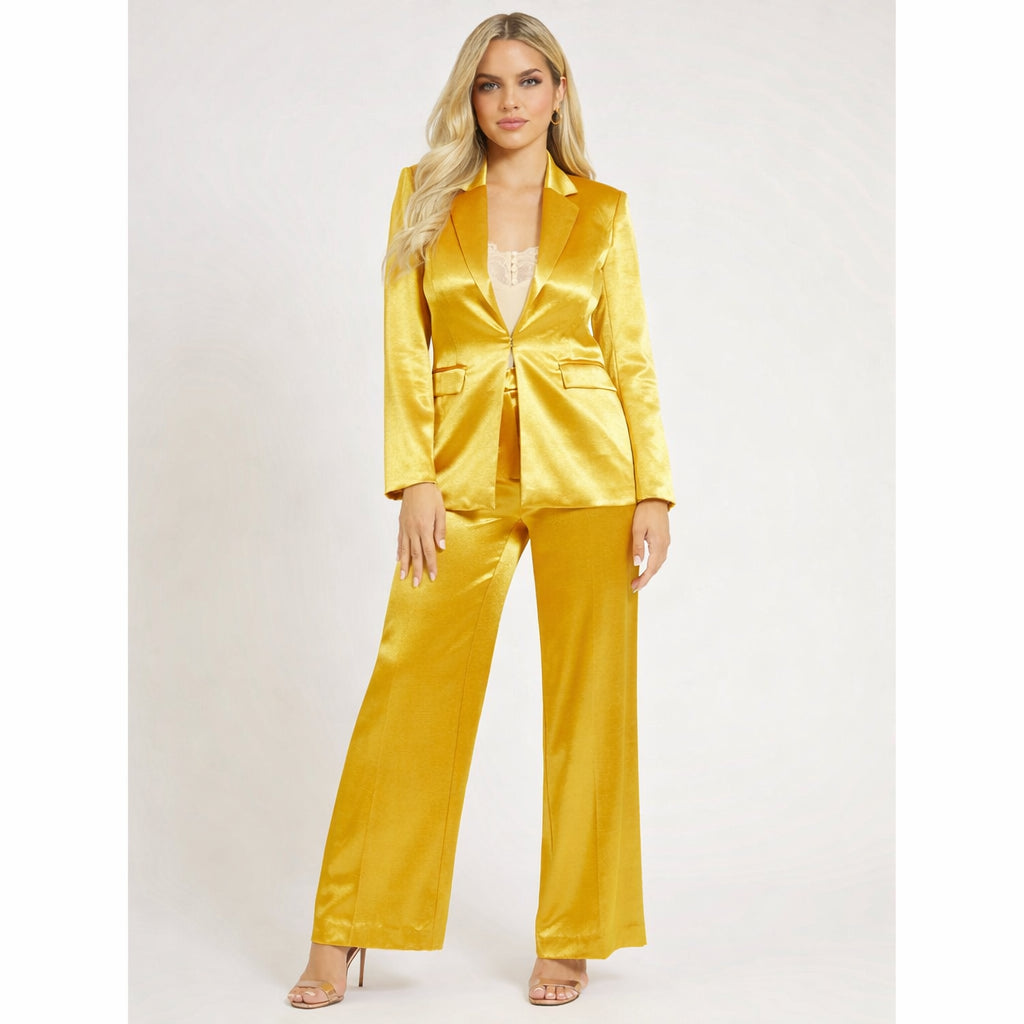 Giacca Donna GuessChampagne Oro Satin  Blazer Elegante Slim Fit