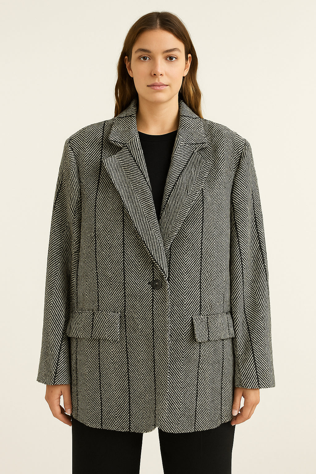 Giacca Oversize Donna in Spina di Pesce