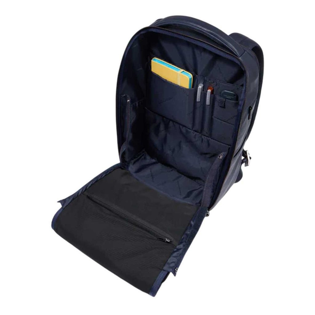 PQUADRO Leather and Fabric Laptop Backpack