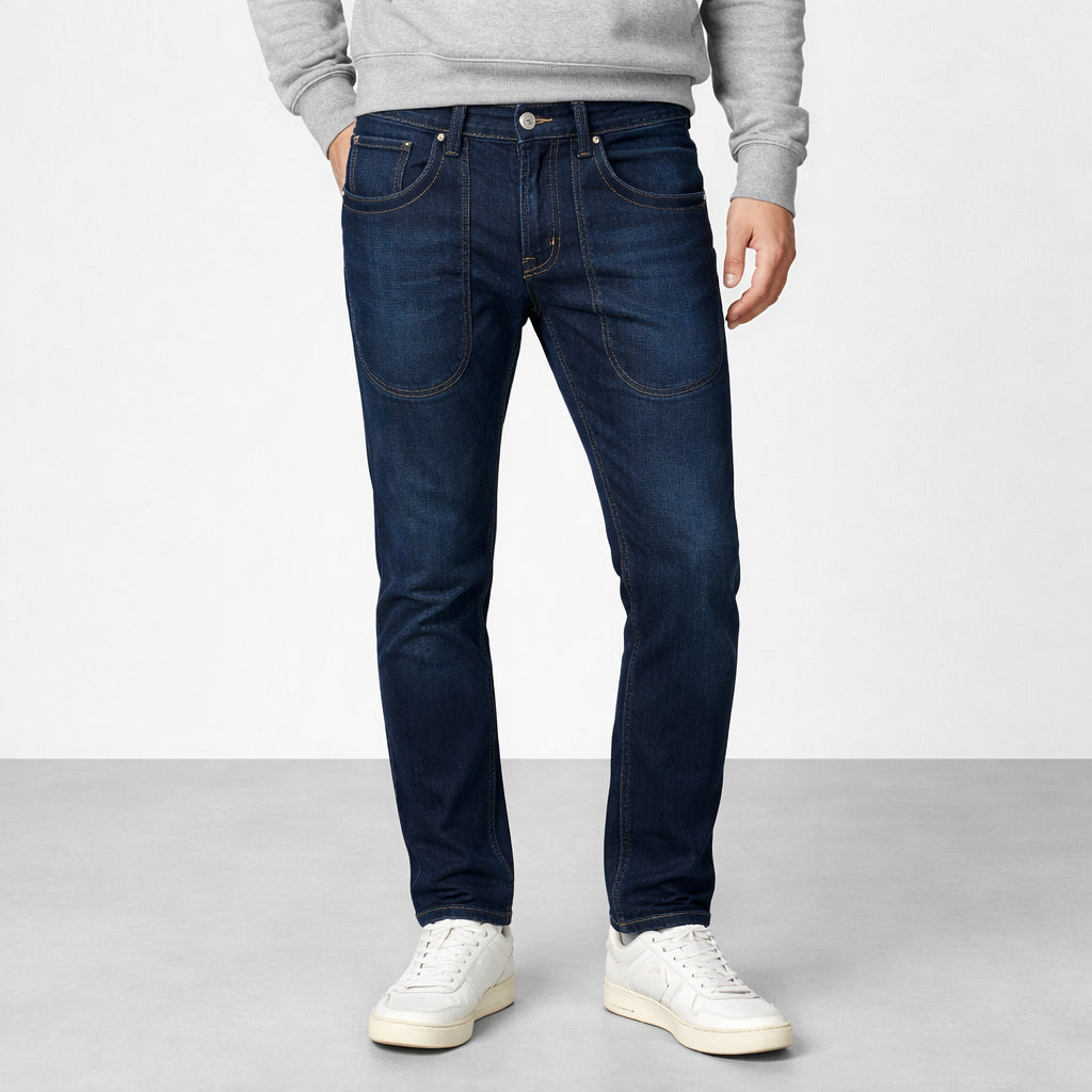 JeckersonJeans Uomo Slim Fit Denim Toppe Frontali e Logo Ricamato
