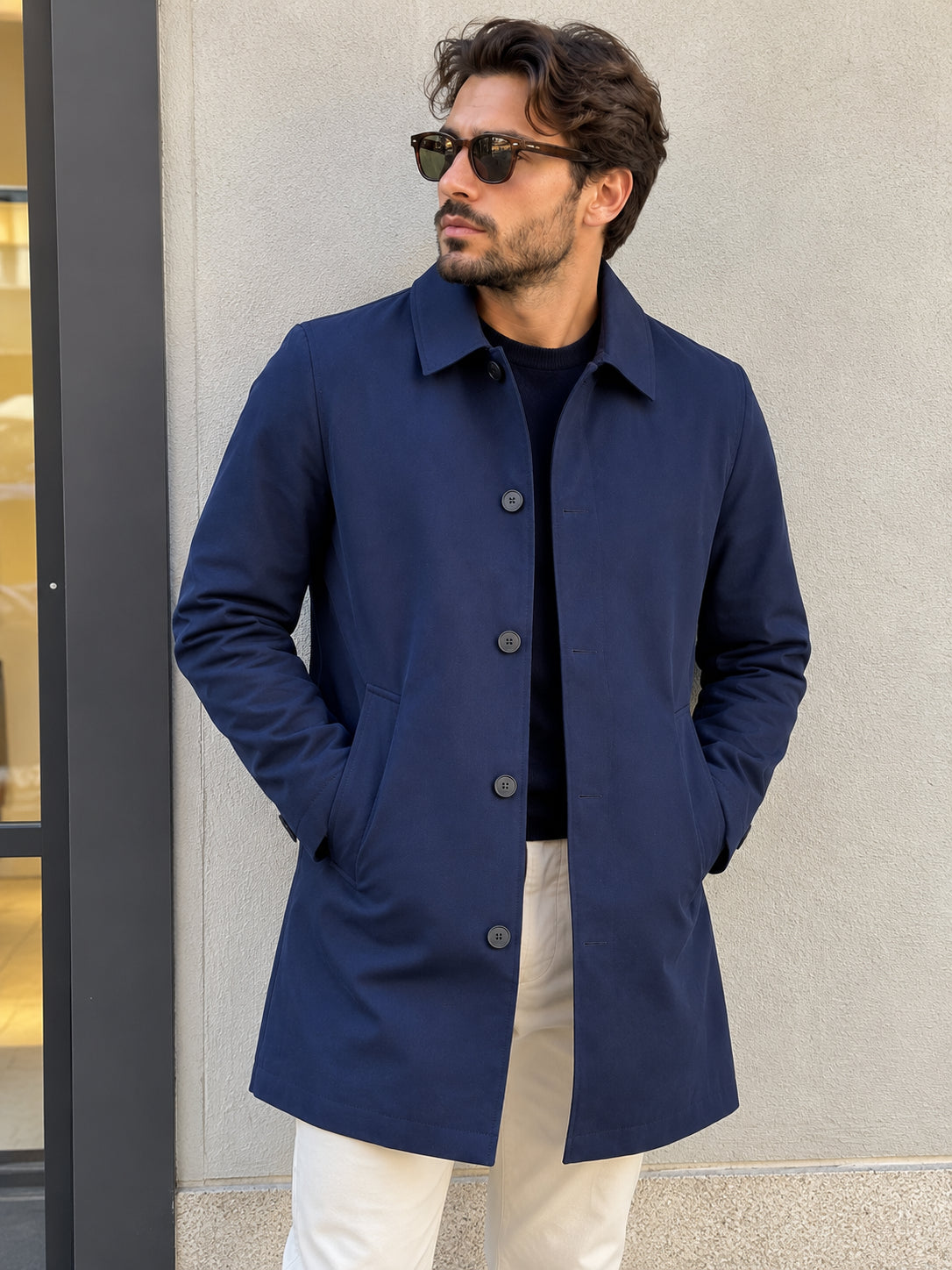 Cappotto Trench Elegante in Tessuto Punto Milano