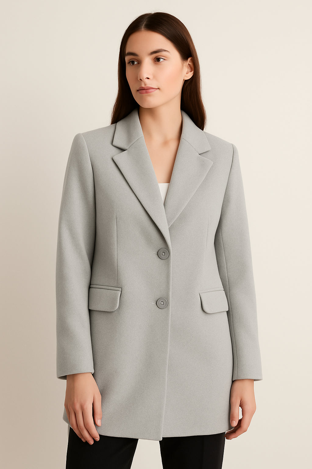 Abrigo Blazer Mujer Elegante De Un Solo Pecho Gattinoni