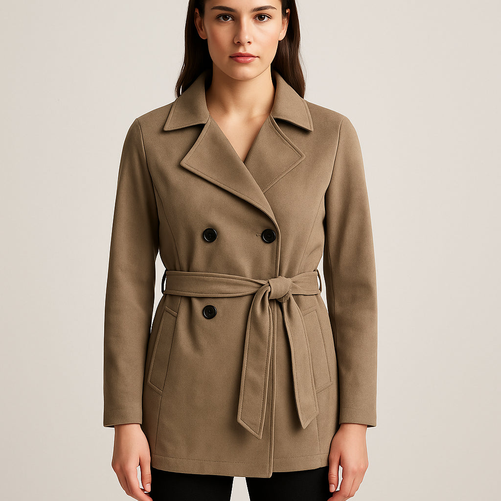 Trench Donna Elegante con Cintura in Vita