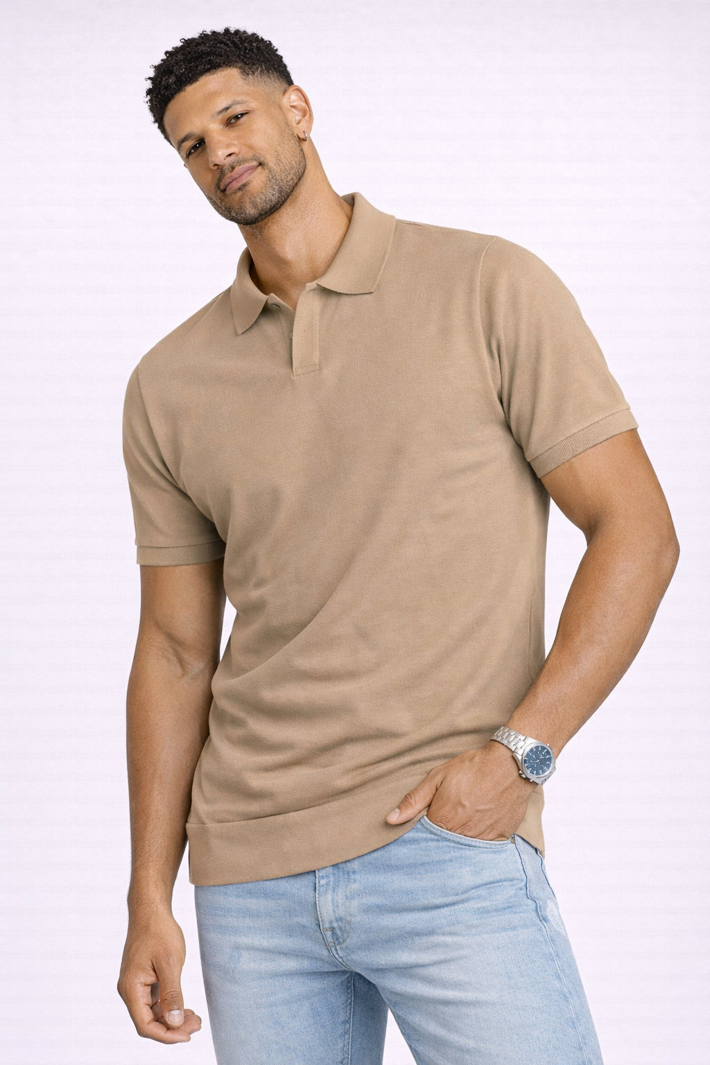 Polo en lin, point Milano, minimal