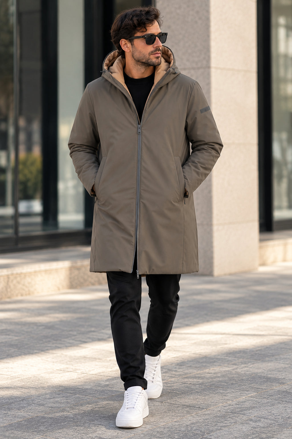 Parka Lungo Double Face Cappuccio