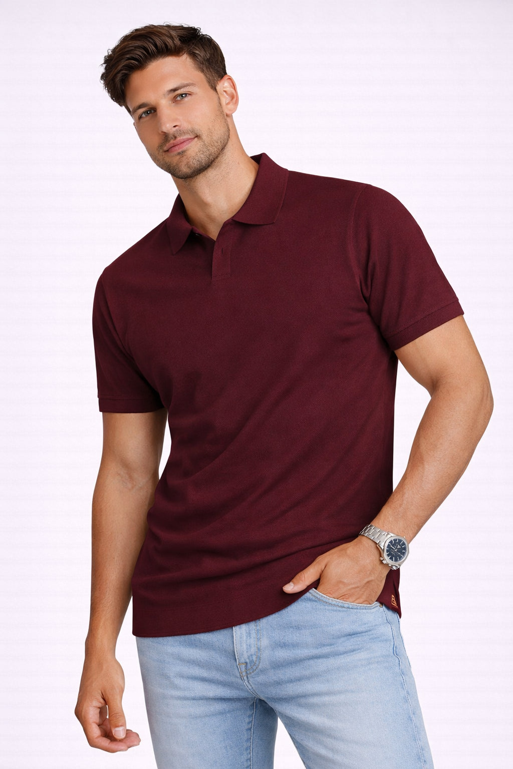 Polo Lino Punto Milano Sans Minimal Borgogna