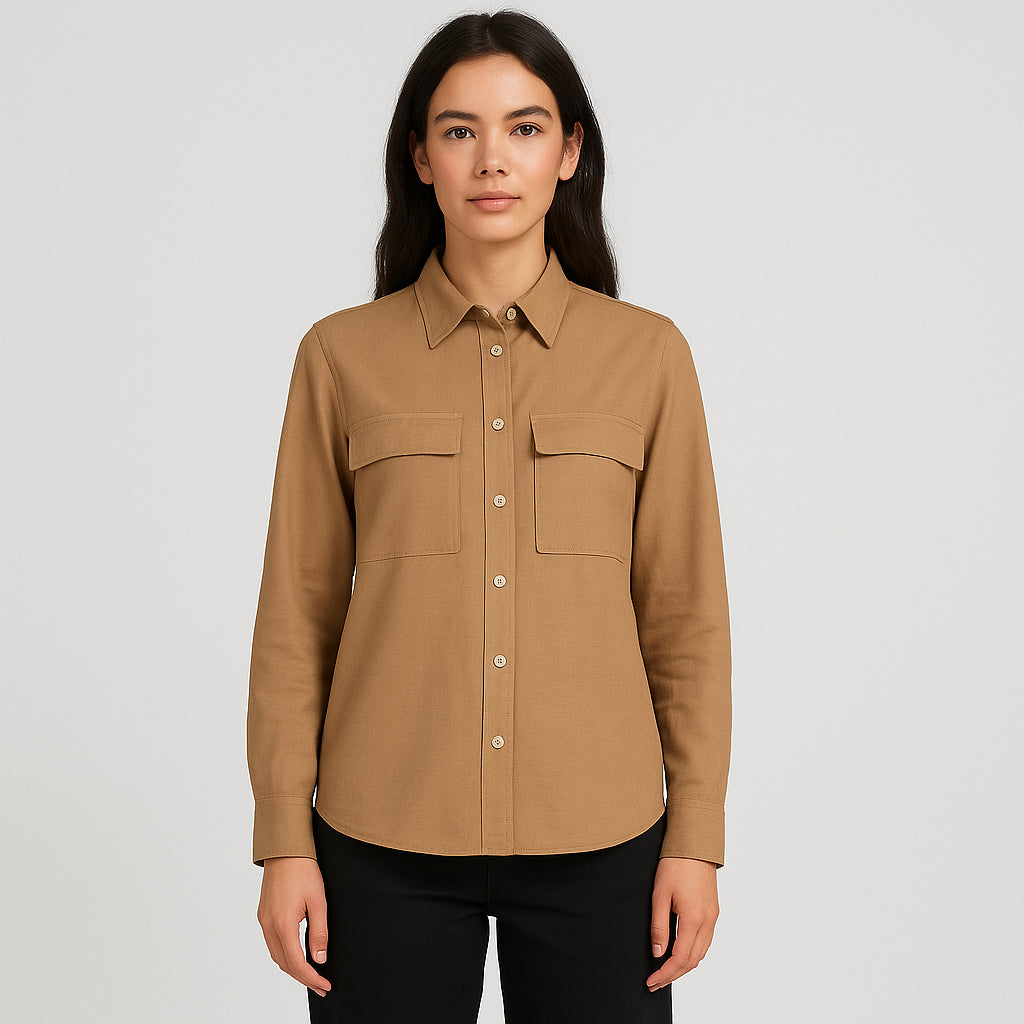 Camicia Donna Nera Elegante con Tasche Frontali Gattinoni