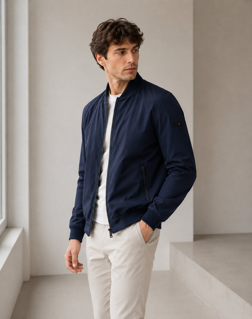 Bomber Leggero Premium Doppio Cursore Collo Trapuntato Punto Milano Estivo Uomo
