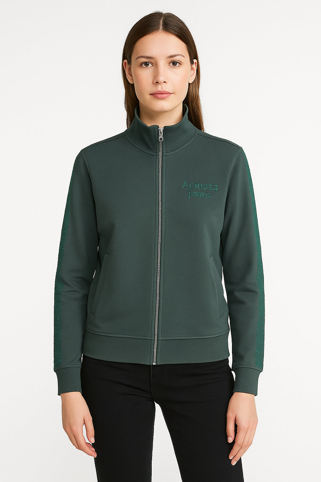 Felpa donna con zip e strass Armata di Mare 