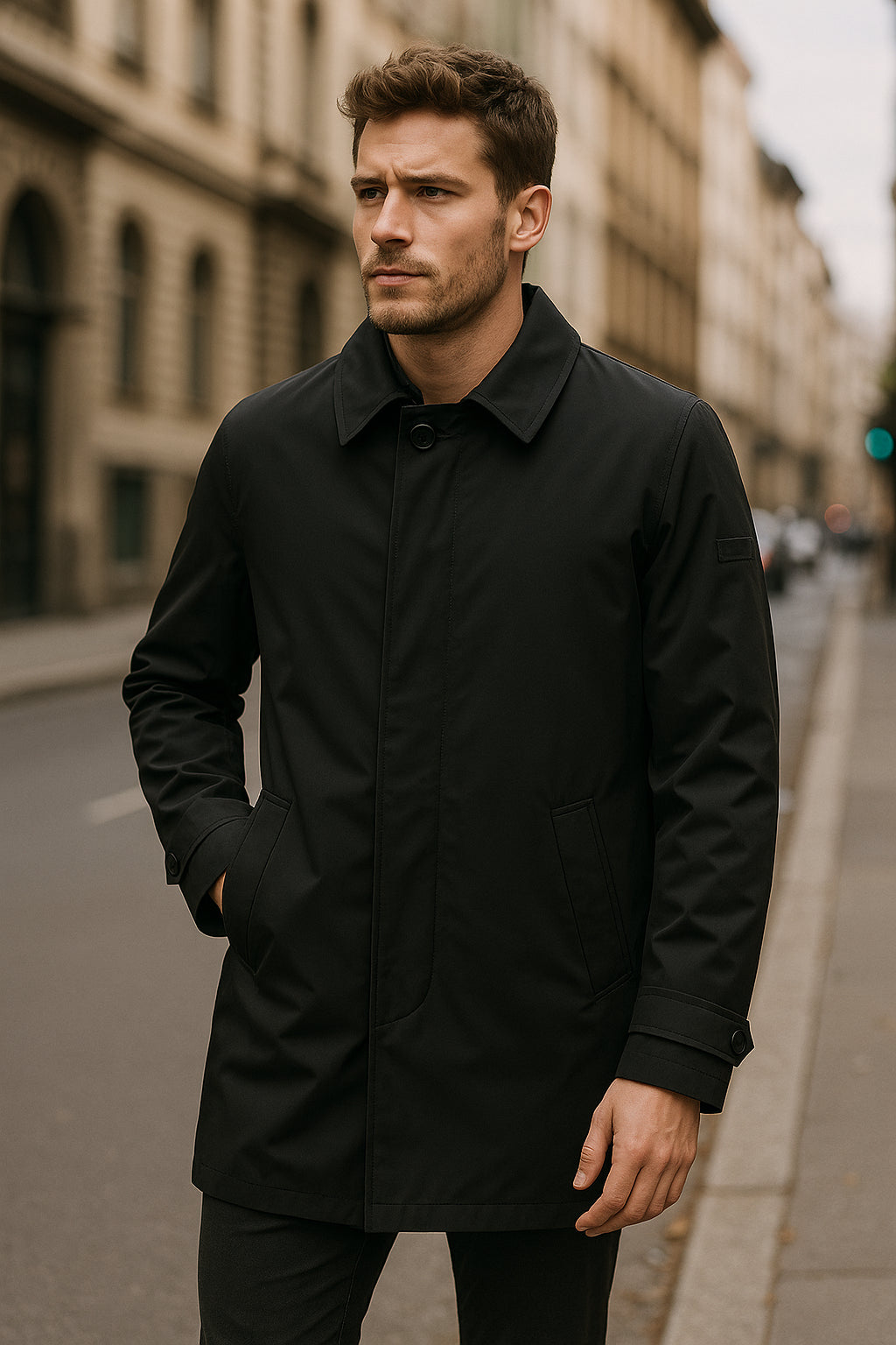 Trench uomo elegante con imbottitura leggera e design impermeabile