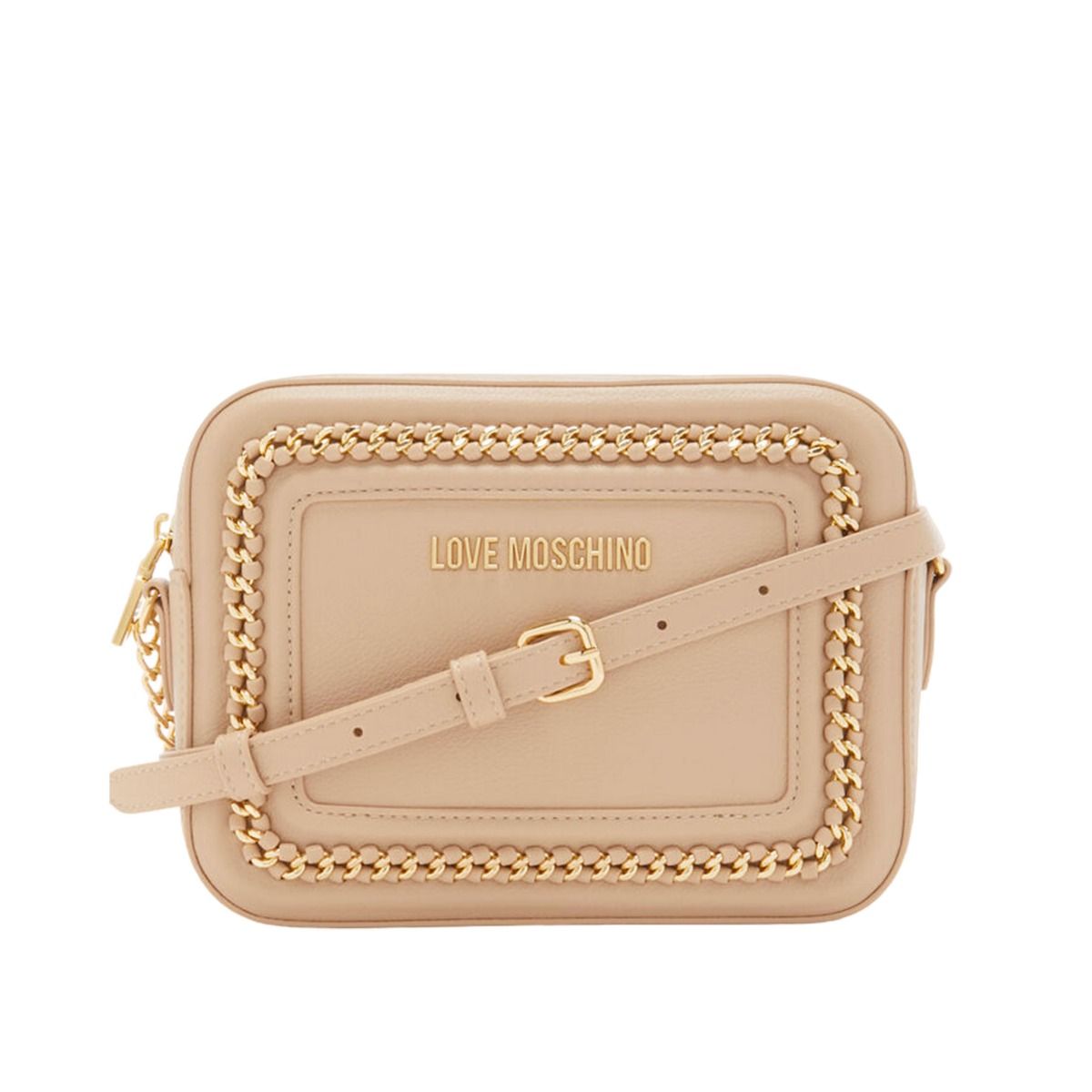 Borsetta Mano TracollaMoschino Lettering metallo dorato Lovely Love