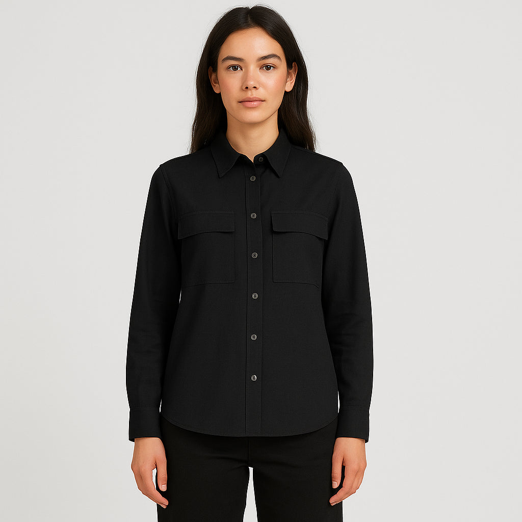 Camicia Donna Nera Elegante con Tasche Frontali Gattinoni