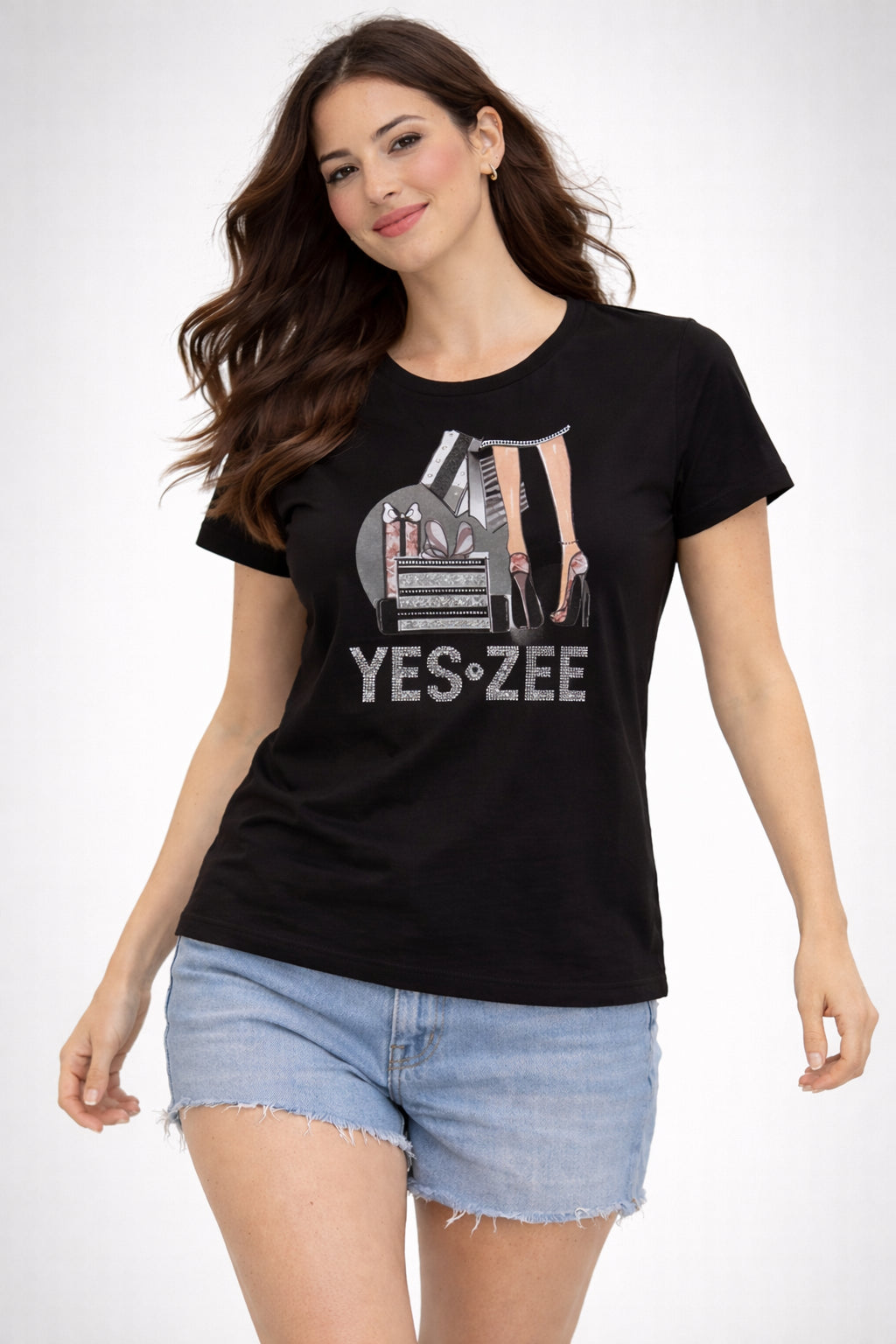 T-Shirt Donna YES ZEE Fashion Strass