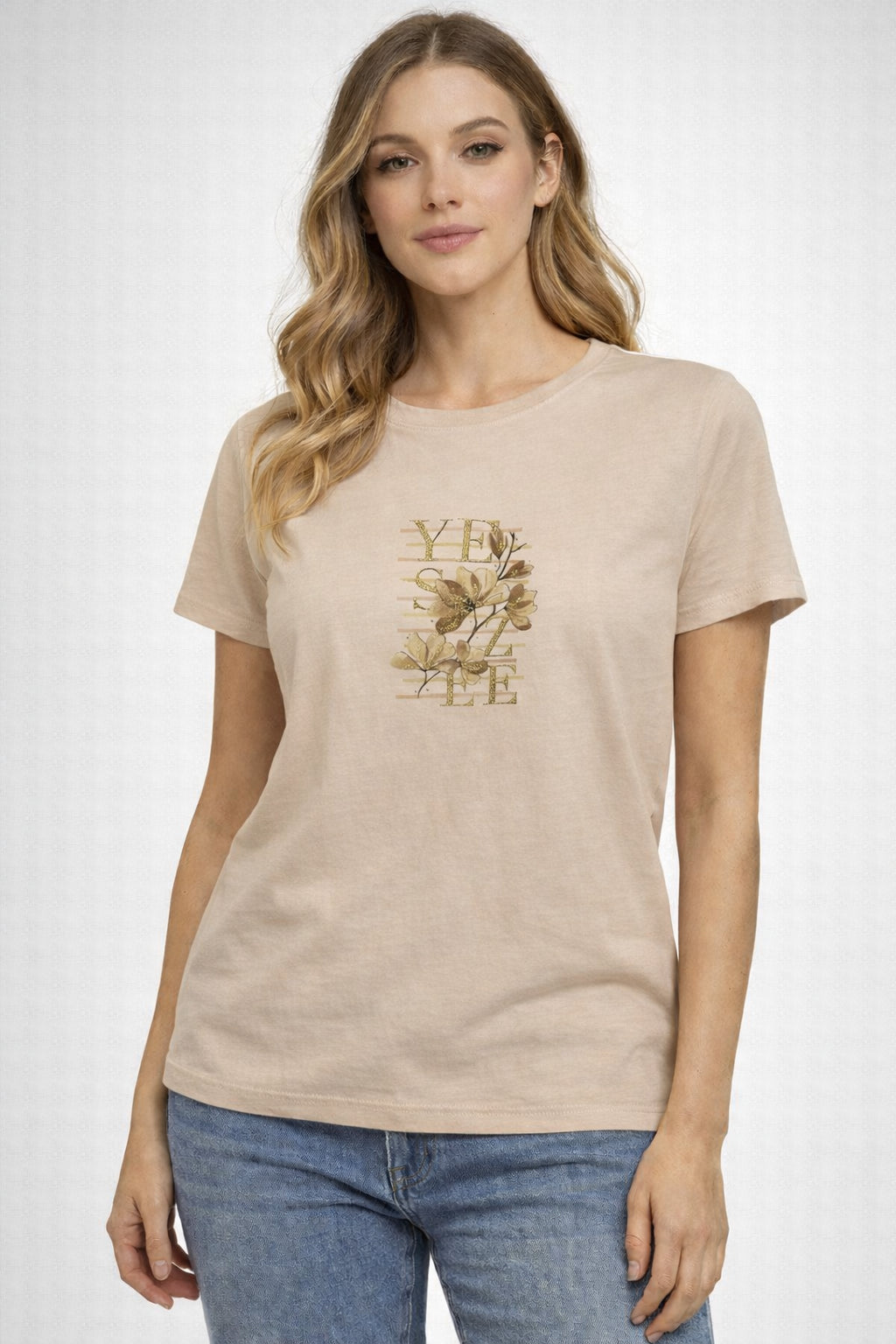 T-Shirt Donna YES ZEE Floreale Beige