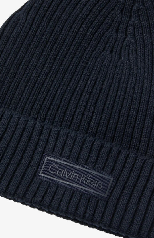 Berretto Patch Chunky Rib Cotton Beanie