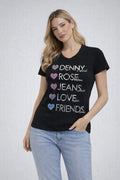 T-shirt Femme Denny Rose Cœurs Strass