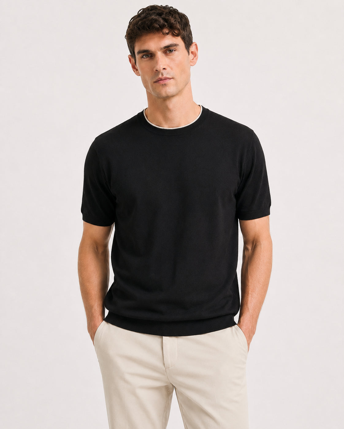 Crew Neck Cotton Milano Stitch Sweater