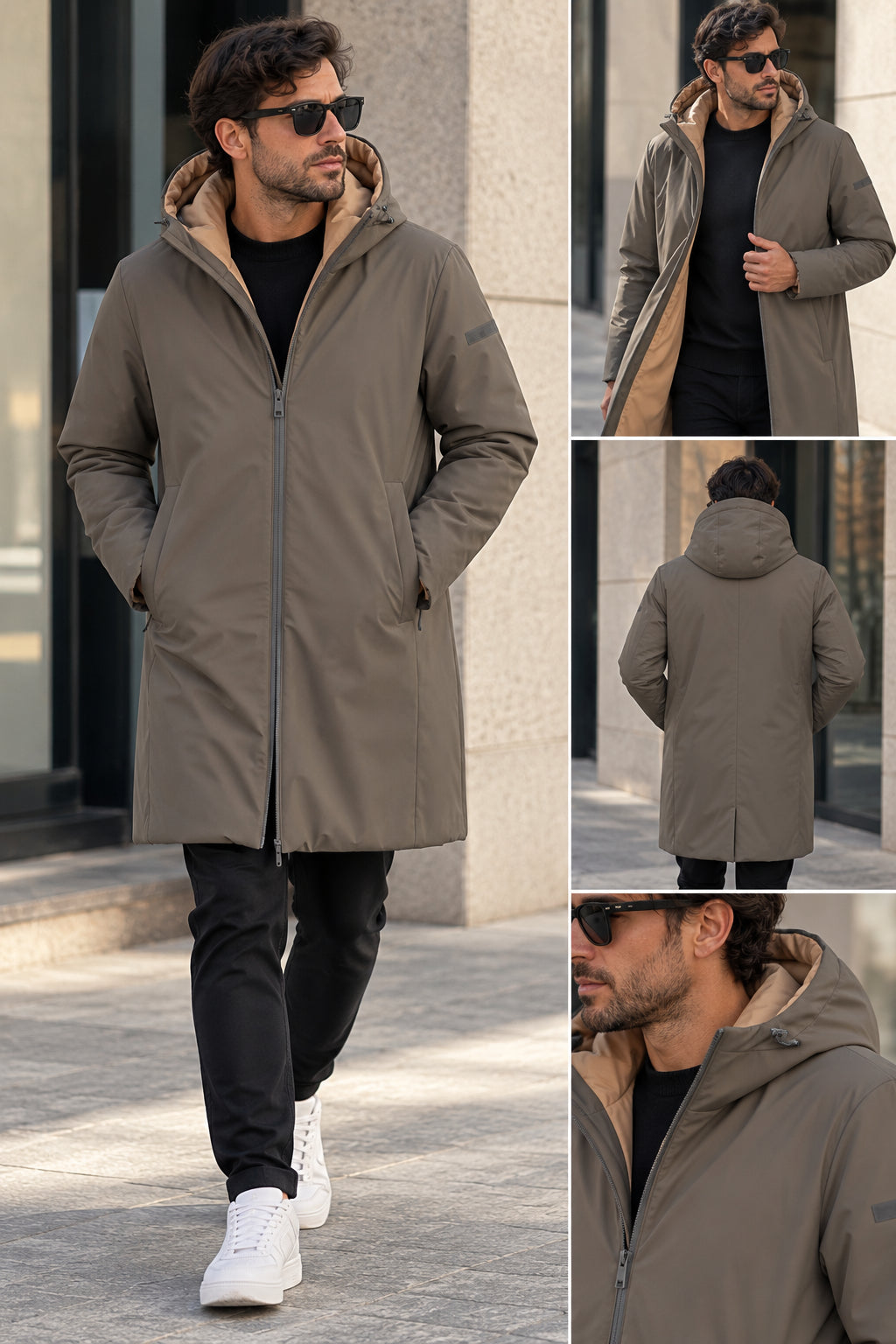 Parka Lungo Double Face Cappuccio