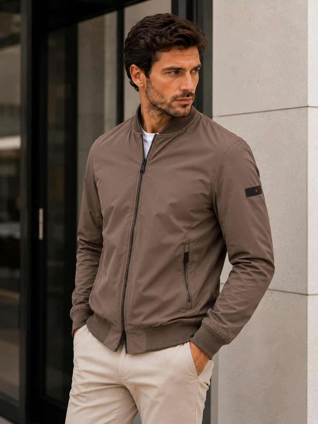 Bomber Leggero Premium Doppio Cursore Collo Trapuntato Punto Milano Estivo Uomo