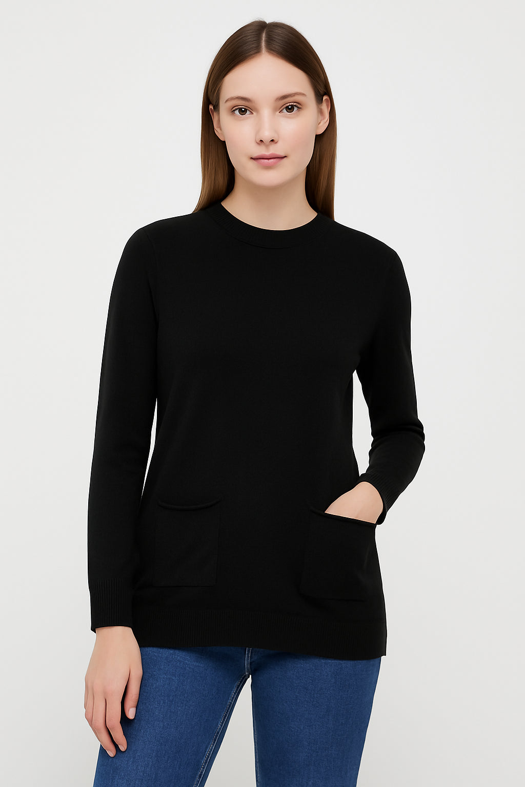 Maglia Lunga Donna Girocollo con Tasche Gattinoni