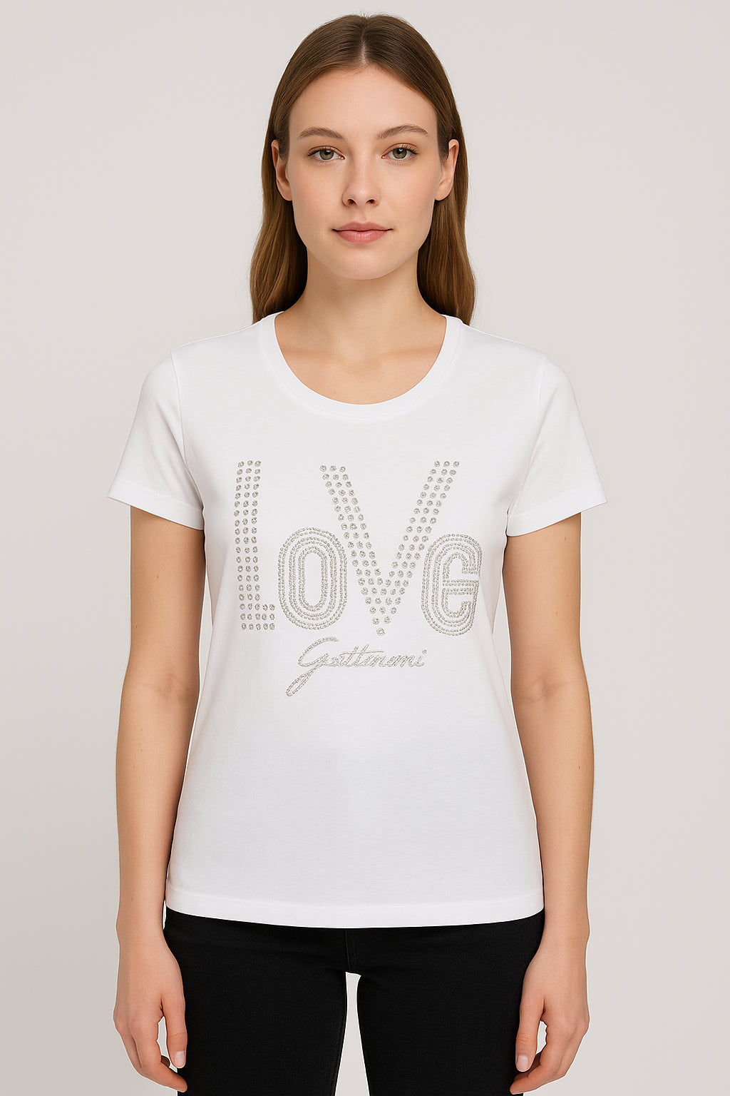T-shirt Gattinoni Donna con Strass "LOVE"