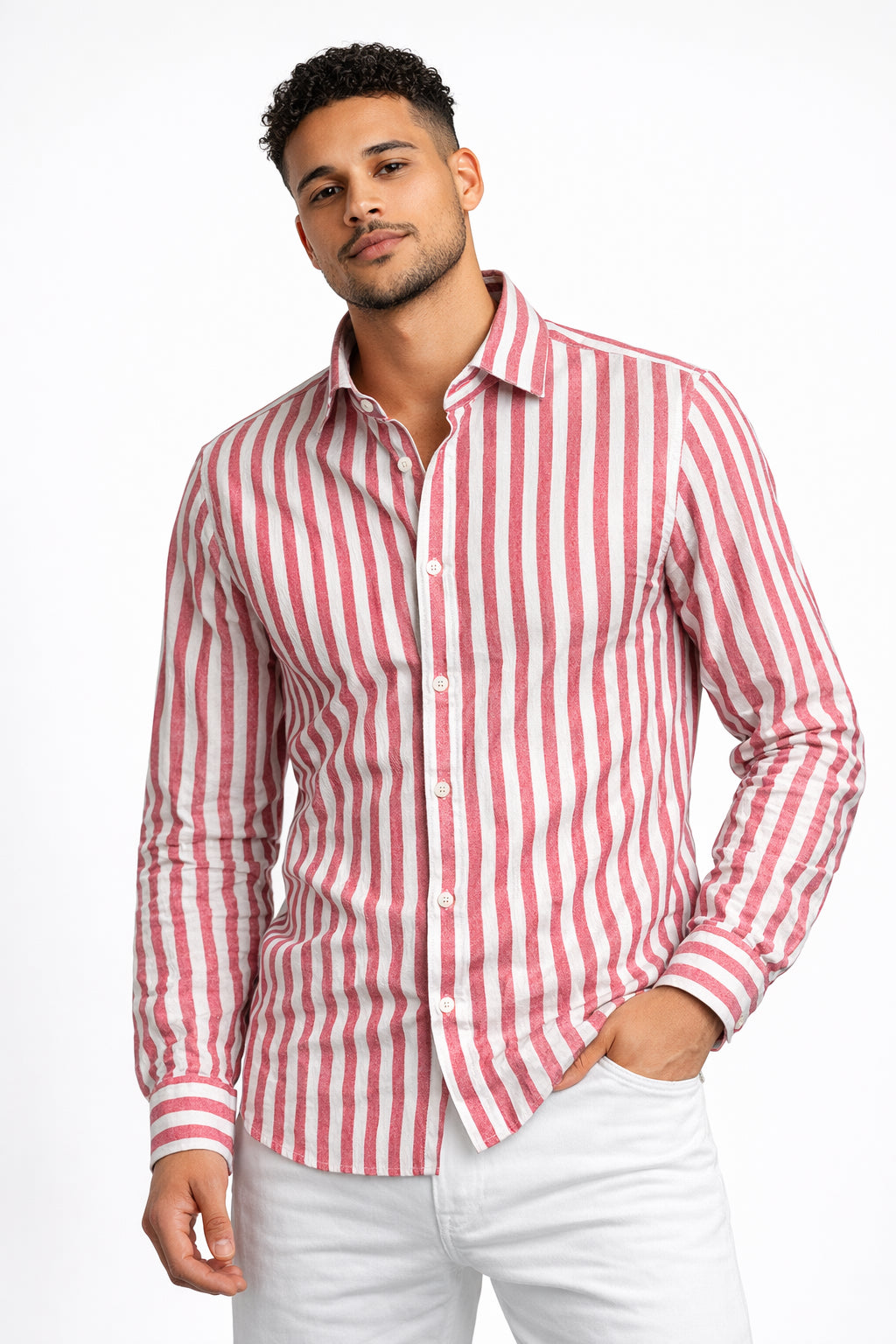 Milano Stitch Linen Shirt, Pinstripe