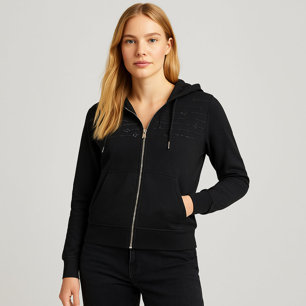Felpa Donna con Zip e Cappuccio Armata di Mare Strass