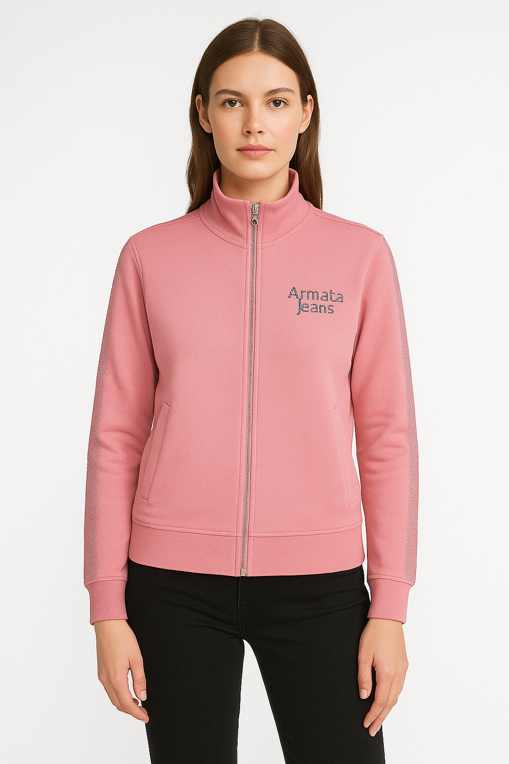 Felpa donna con zip e strass Armata di Mare