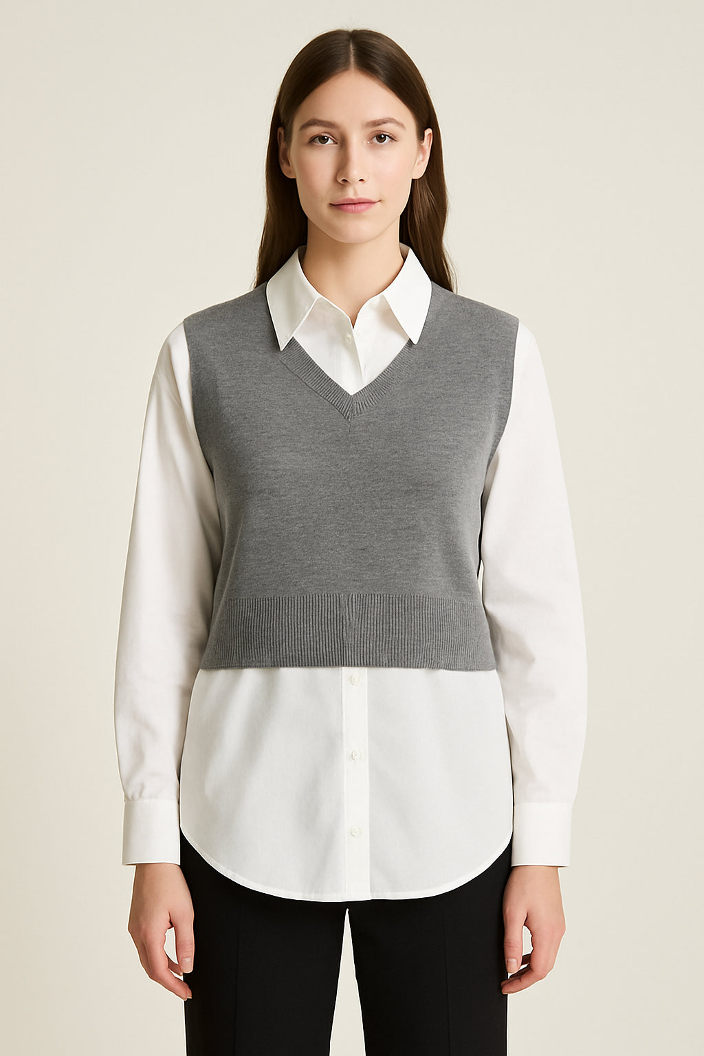 Maglioncino smanicato con camicia integrata Gattinoni
